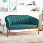 Mid Century Modern Loveseat with Channel Stitched Backrest - Grand Goldman Shop