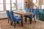 Nikki Collection Modern, High-end Tufted Solid Wood Contemporary Velvet Upholstered Dining Chair with Wood Legs Nailhead Trim 2-Pcs Set,Blue, SW2001BL - Grand Goldman Shop