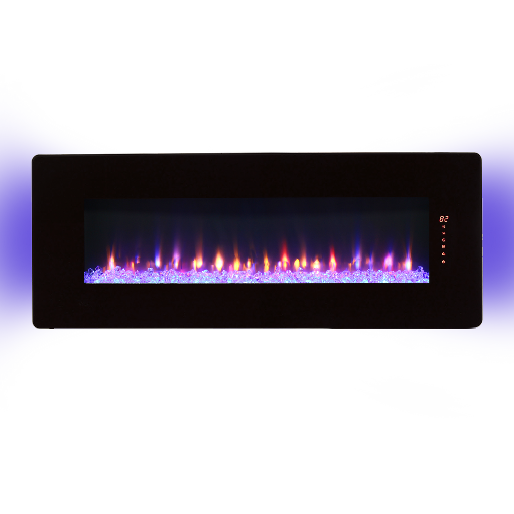 48 inch Curved Front Wall Mounted Electric Fireplace with remote and multi color flame & emberbed - Grand Goldman Shop