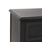 Newell Rustic Acacia Wood and Cane 3 Drawer Dresser - Grand Goldman Shop