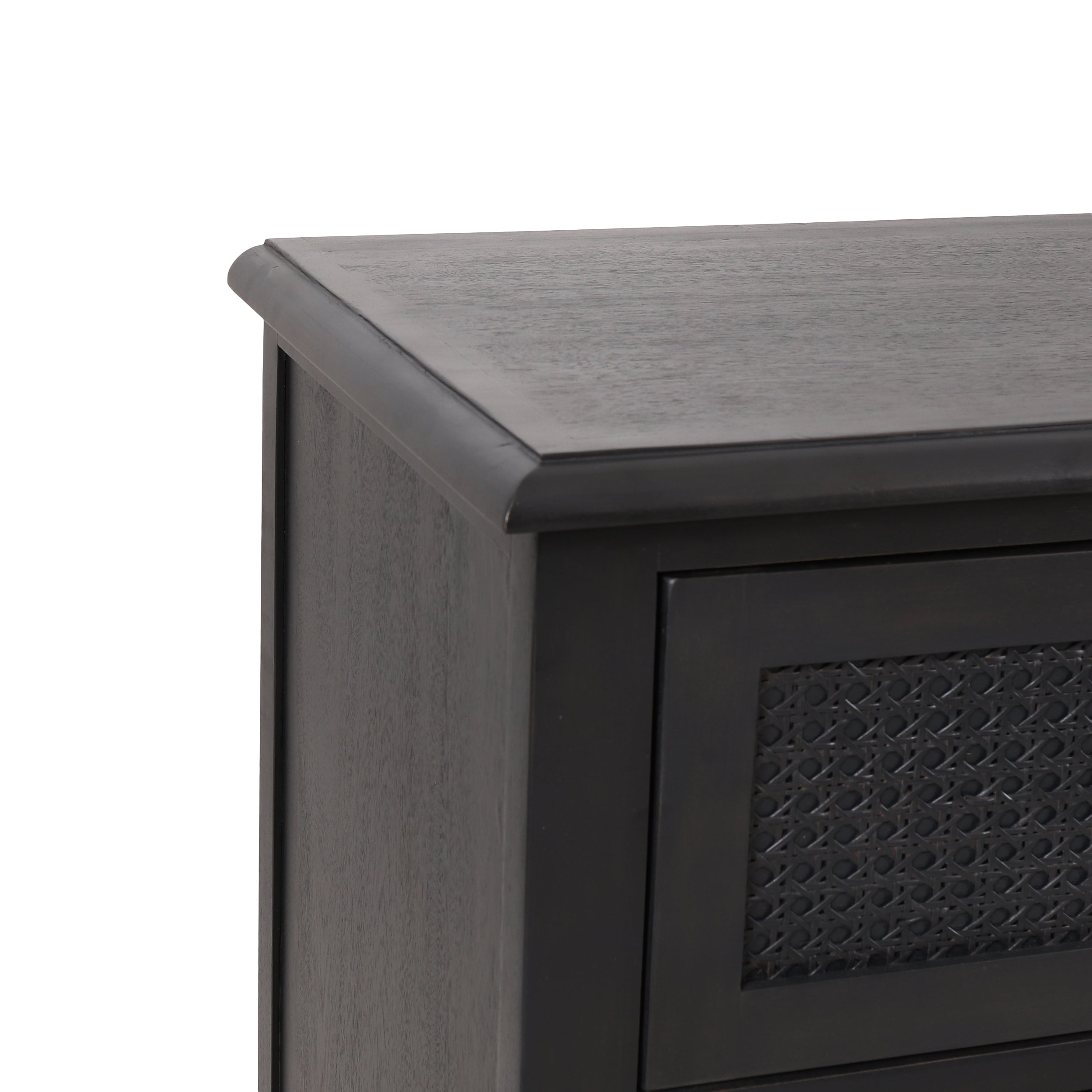 Newell Rustic Acacia Wood and Cane 3 Drawer Dresser - Grand Goldman Shop