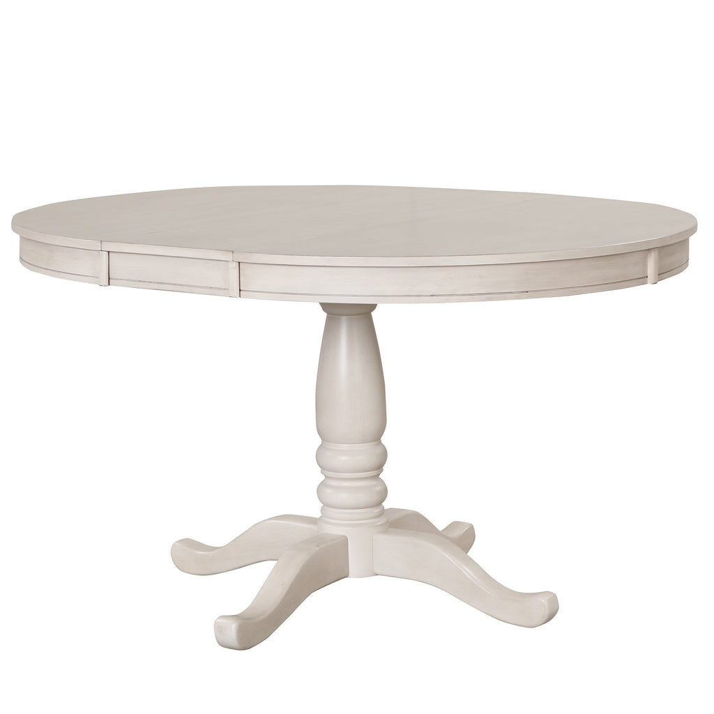 Antique White Modern Dining Table Set for 4 with Round Table and Chairs, Solid Wood & MDF - Grand Goldman Shop
