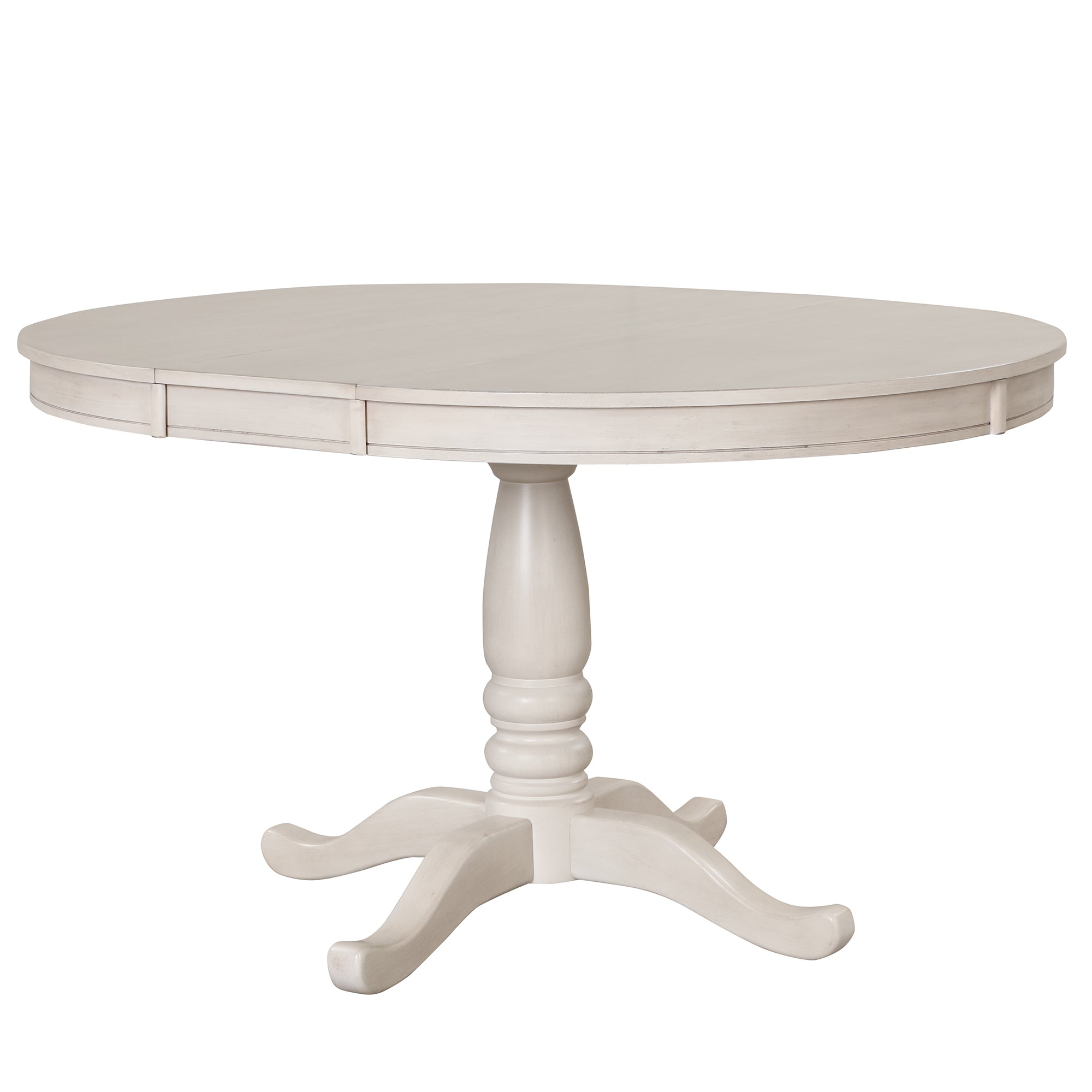 Antique White Modern Dining Table Set for 4 with Round Table and Chairs, Solid Wood & MDF - Grand Goldman Shop