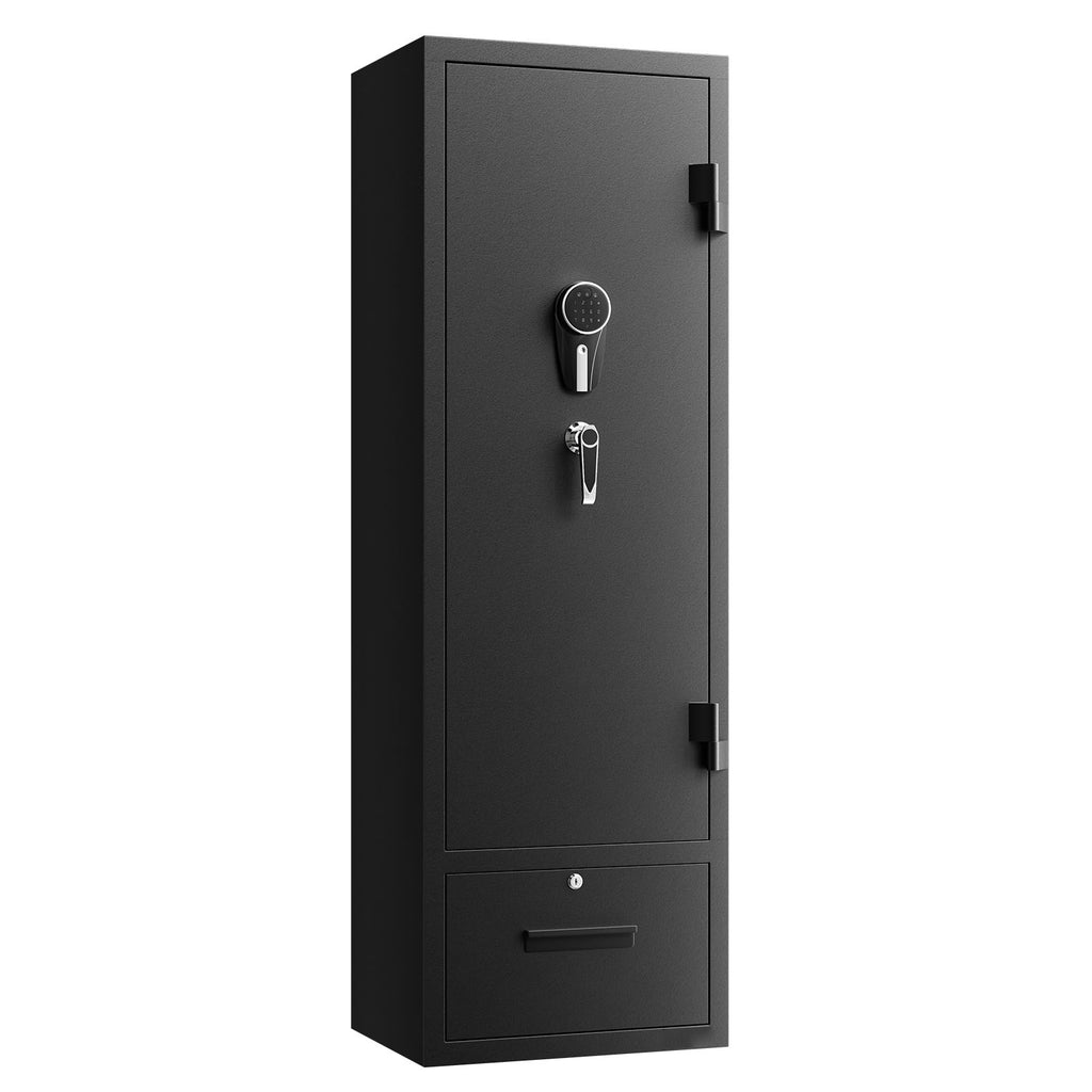 Stylish 4 Gun Safe, Long Gun Cabinet for Rifles and Pistols, Quick Access Rifle Safe with 2 Ammo Slots, 2 Pistol Pockets & 2 