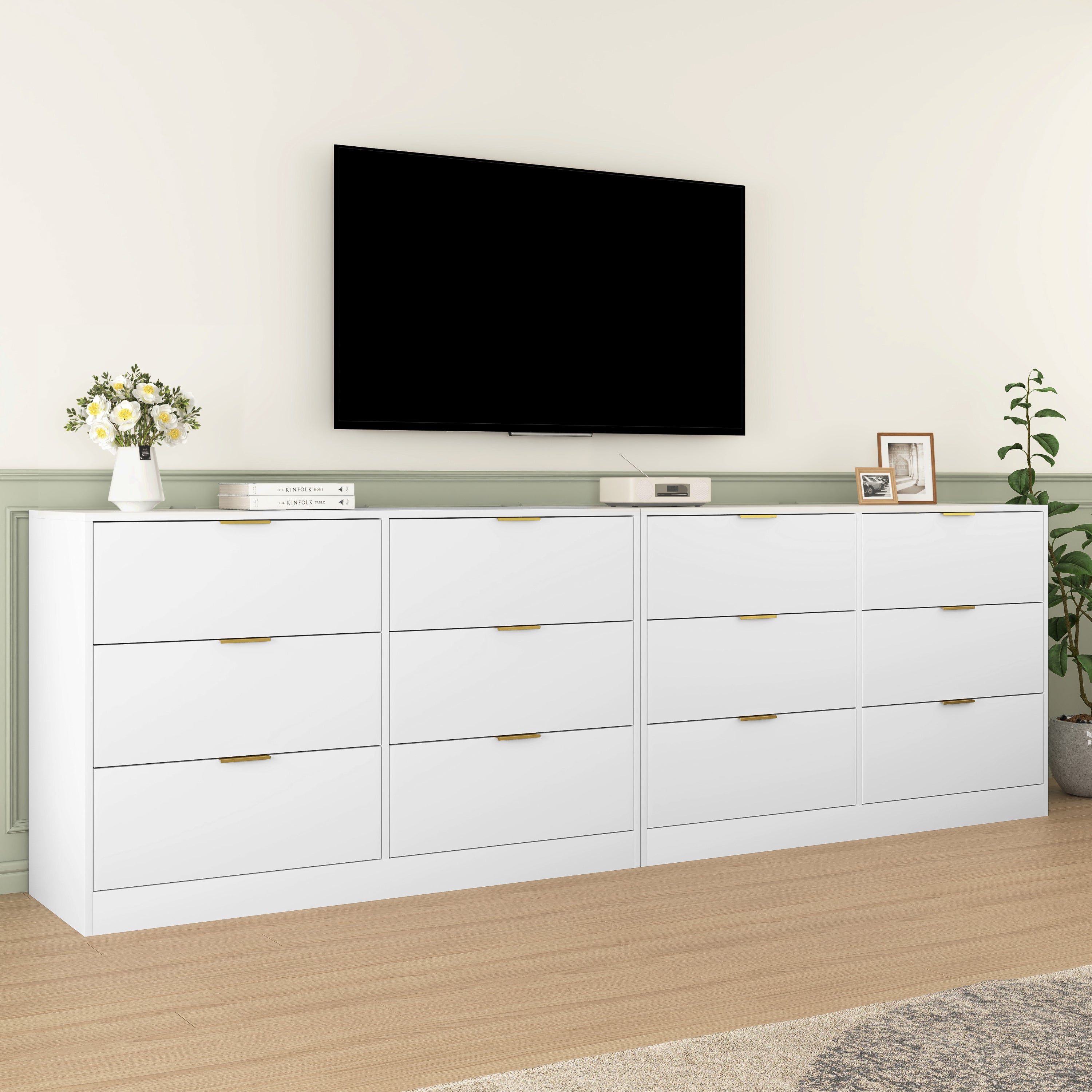 Simply Modern 6-Drawer Dresser, Chest of Drawers for Bedroom, Living Room, Hallway, and Entryway - Large Storage Cabinet White - Grand Goldman Shop