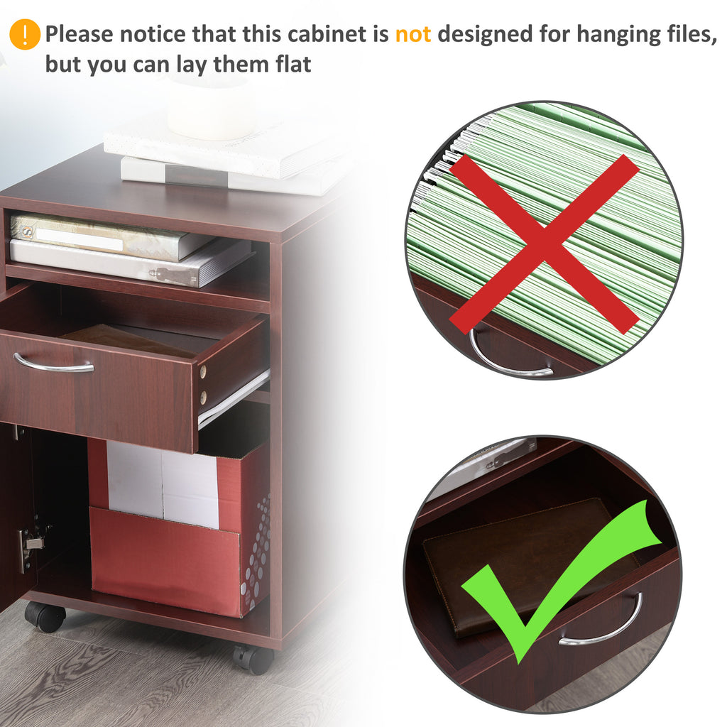 Mobile Storage Cabinet Organizer with Drawer and Cabinet, Printer Stand with Castors, Brown | Premium Home Decor - Grand Gold