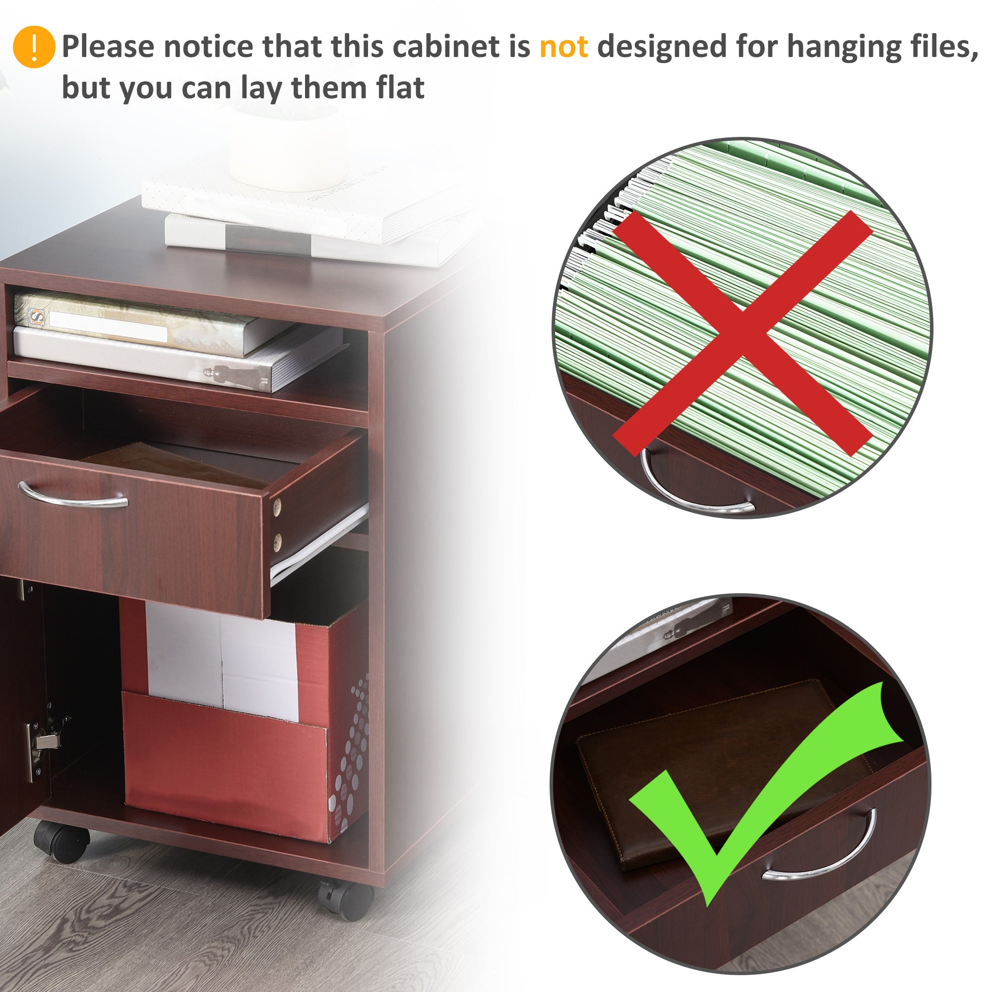 Mobile Storage Cabinet Organizer with Drawer and Cabinet, Printer Stand with Castors, Brown | Premium Home Decor - Grand Gold