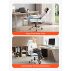 Reclining Office Chair with Footrest, Heavy Duty PU Leather Wide Office Chair, Big and Tall Executive Office Chairs with Lumb