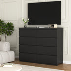 8 Drawers Dresser for Bedroom, Wood Bedroom Dresser Modern Drawer Chest, 8 Chest of Drawer, Tall Dresser for Closet, Dressers Organizer for Living Room, Closet,Black - Grand Goldman Shop
