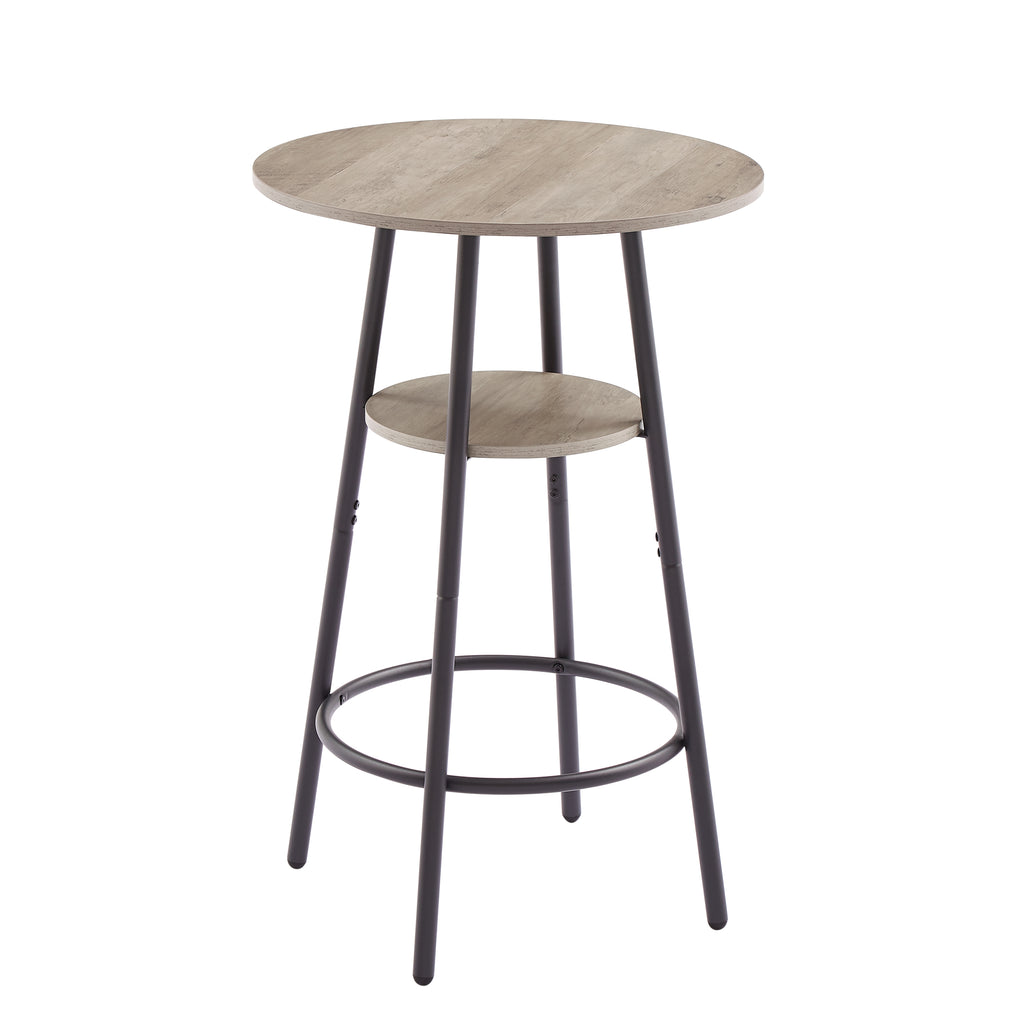 Round bar stool set with shelf, upholstered stool with backrest Grey, 23.62'' W x 23.62'' D x 35.43'' H. - Grand Goldman Shop