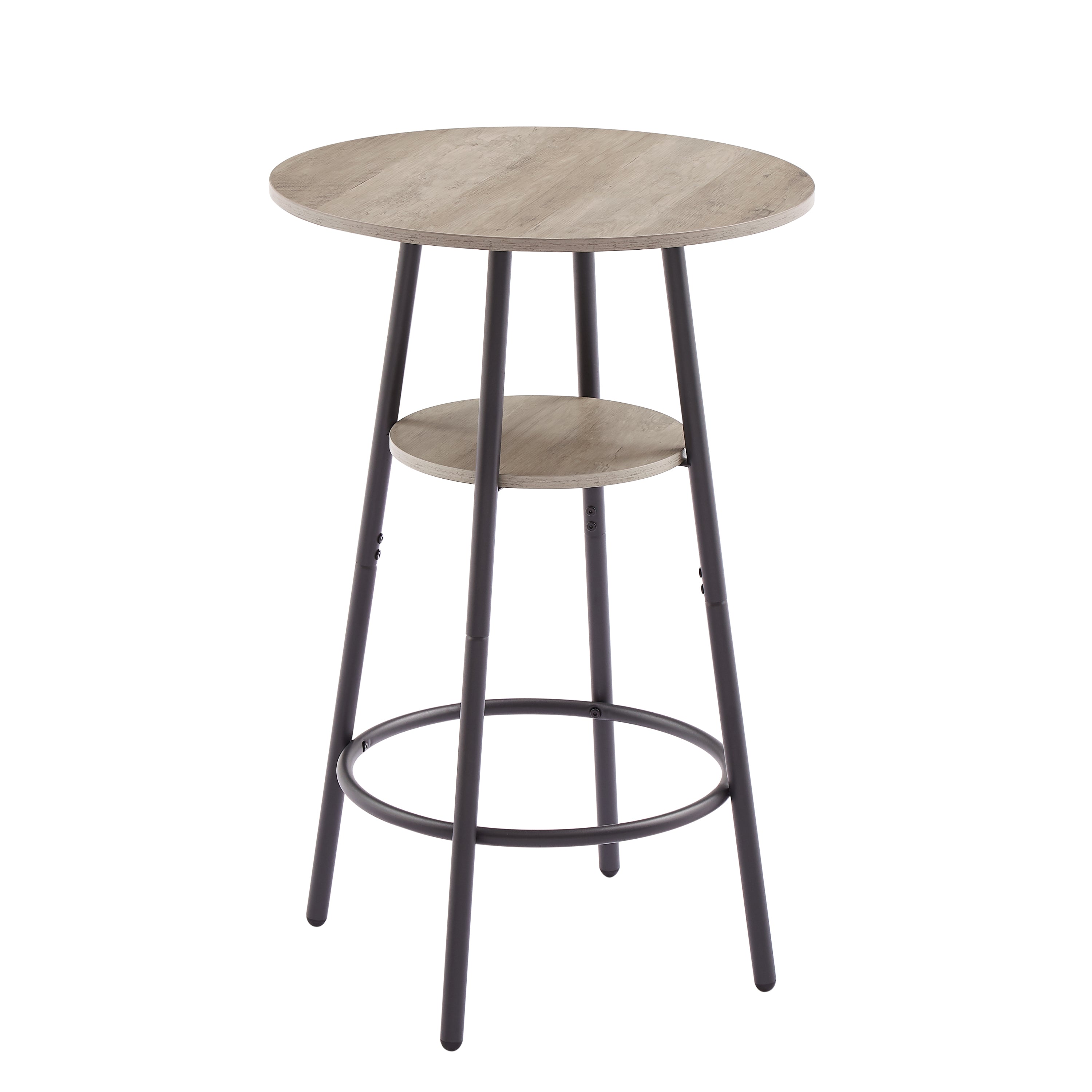 Round bar stool set with shelf, upholstered stool with backrest Grey, 23.62'' W x 23.62'' D x 35.43'' H. - Grand Goldman Shop