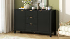 U_STYLE Sideboard with Wave Design - 3 Adjustable Shelves, 3 Drawers & Soft-Close Doors, Storage Console Table with Metal Handles, Suitable for Study, Hallway and Living Room, 3 Colors - Grand Goldman Shop