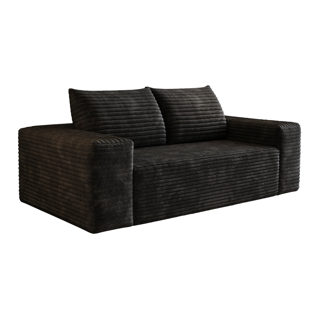 63' 2Setaser Sofa,Corduroy Fabric,Deep Seat Couches,Comfy Loveseat Sofa,No Assembly,1pcs for Living room, Bedroom,Conference room ,Apartment,Black - Grand Goldman Shop