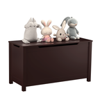 Kids Wooden Toy Box Storage with Safety Hinged Lid for Ages 2+ (Coffee) - Grand Goldman