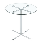 Round glass bar high table, 36 inch round bar table, tempered glass tabletop, sturdy silver chrome plated four column support, suitable for transparent round bar tables in small spaces, kitchens - Grand Goldman Shop