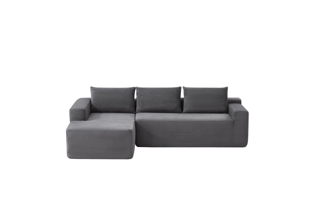 96.9' Cloud Sectional Couch with U-Shaped Chaise,Modern Modular Sofa with Deep Seat, Upholstered Couches for Living Room Bedroom,No Assembly Required,(Plush Corduroy Fabric),Grey-Blue-Left - Grand Goldman Shop