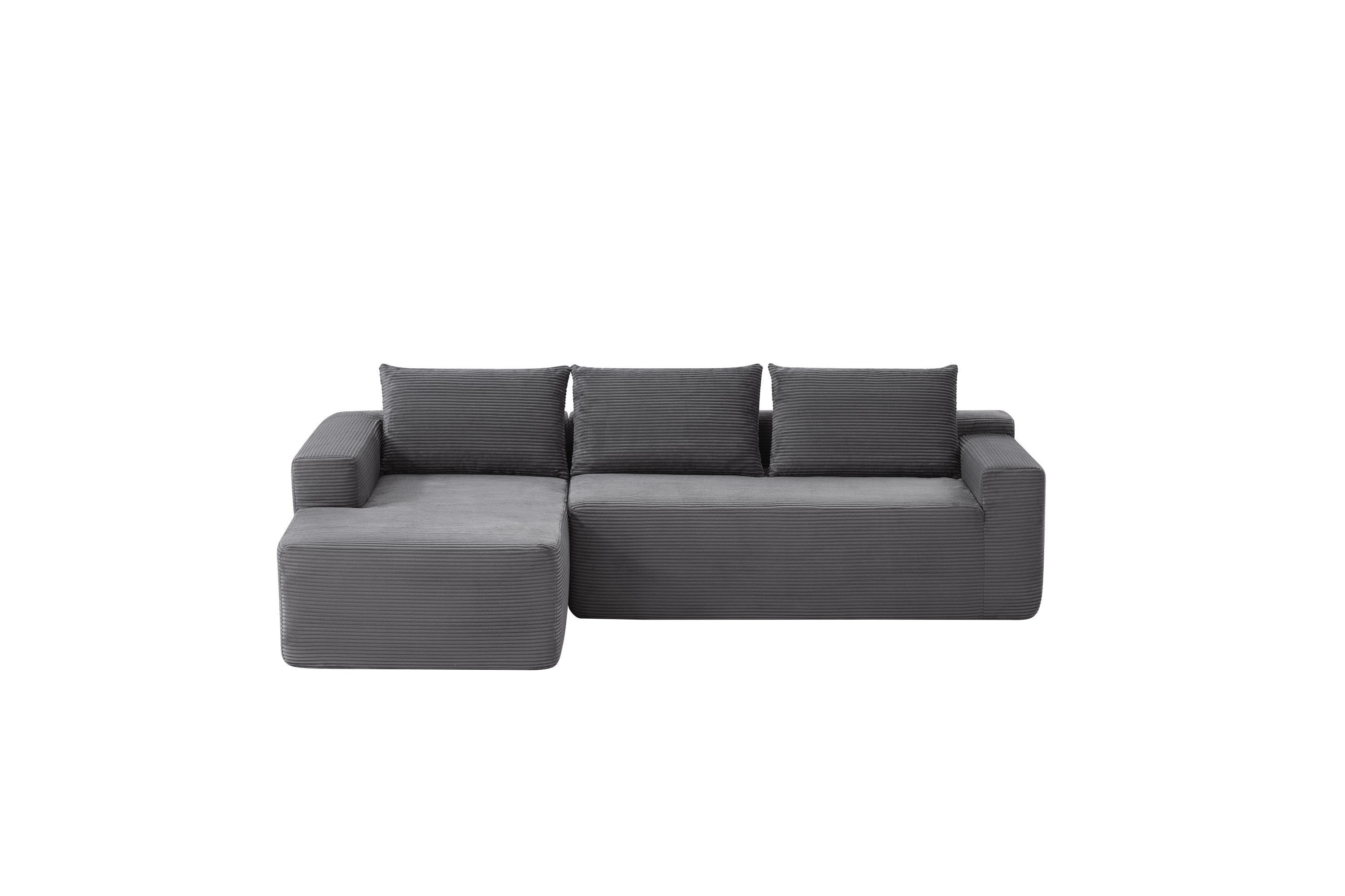 96.9' Cloud Sectional Couch with U-Shaped Chaise,Modern Modular Sofa with Deep Seat, Upholstered Couches for Living Room Bedroom,No Assembly Required,(Plush Corduroy Fabric),Grey-Blue-Left - Grand Goldman Shop