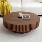 31.49'' Round Coffee Table Small Coffee Table for Apartment, Modern Living Room Coffee Table with Sturdy Pedestal,WALNUT (Same Sku:W876P243947) - Grand Goldman Shop