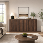 Buffet Cabinet with Storage, 62.60' Sideboard Cabinet with 4 Doors & Shelves, Wooden Kitchen Coffee Bar Credenza Storage for Living Room, Hallway Walnut - Grand Goldman Shop