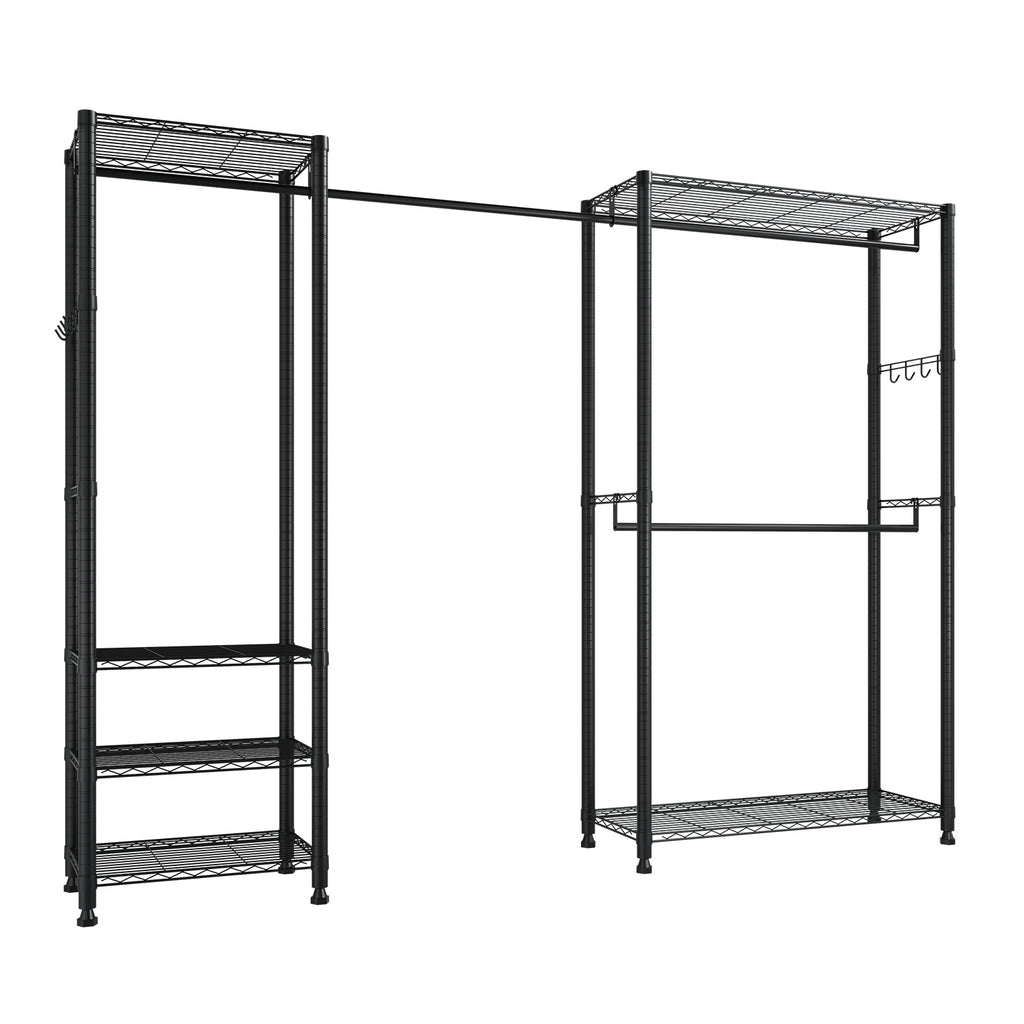 Clothing Garment Rack, Heavy Duty Clothes Rack, Freestanding Clothes Racks with Steel Frame, 800 lbs Load Capacity Closet Wardrobe with Storage Shelves for Bedroom, Clothing Store, Hallway - Grand Goldman Shop