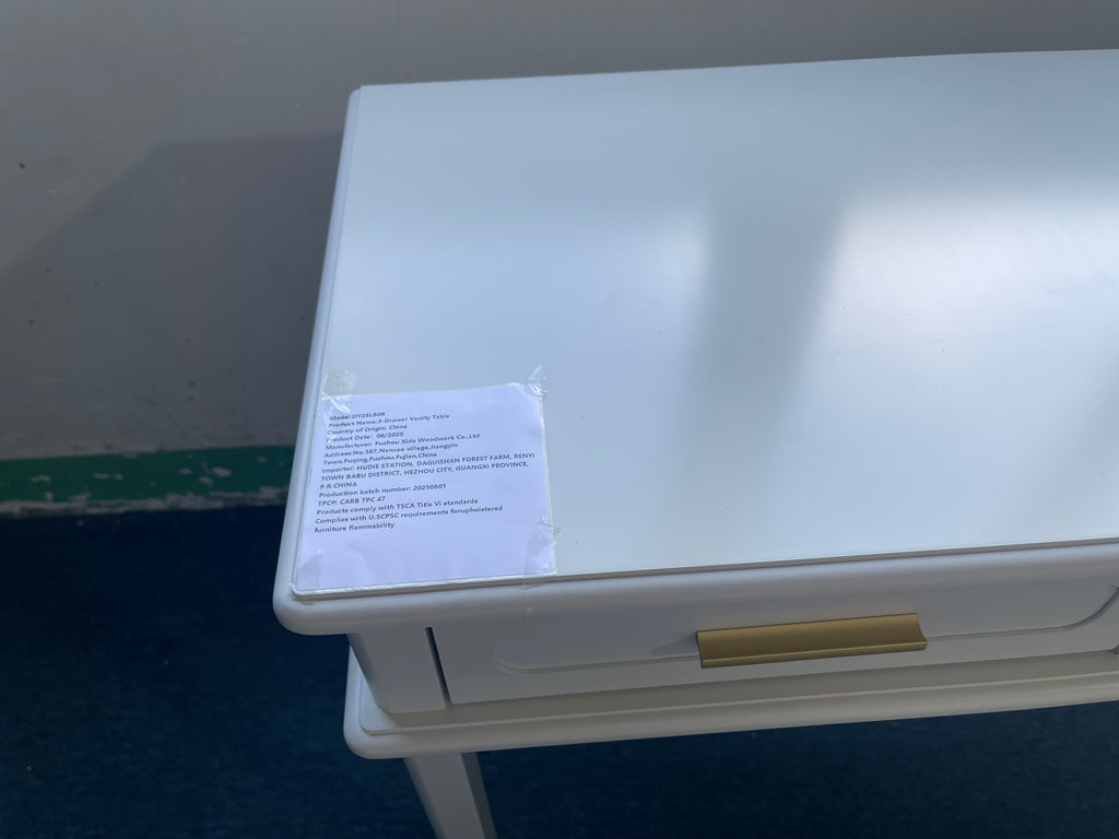 Cream White Vanity Desk with 3 Drawers, Modern Makeup Table or Writing Desk, Multipurpose Dressing Table for Bedroom, No Mirror Included - Grand Goldman Shop
