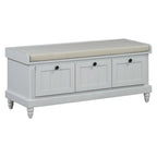 TREXM Classic Shoe Bench with Cushion and Three Drawers, Fluted Entryway Bench with Storage for Living Room, Entryway, and Hallways (Light Gray, OLD SKU: N715P207812E ) - Grand Goldman Shop