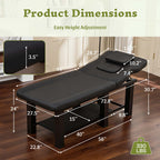 Spa Salon Massage Table with Bottom Storage, Adjustable Backrest (0-15°) & Detachable Headrest, High-Resiliency Waterproof Cu