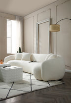 102'' 5-Seater Boucle Sofa Modern Sectional Half Moon Leisure Couch Curved Sofa  WHITE - Grand Goldman Shop