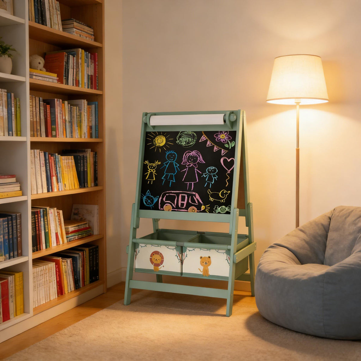 Kids Art Easel with Storage Baskets,Kids Easel - Grand Goldman