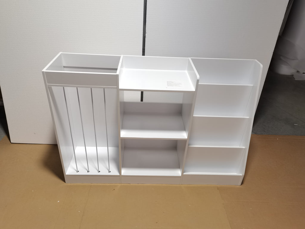 3-in-1 Kids Bookshelf and Toy Storage, 4-Tier Book Shelf for Kids Rooms, Sling Baby Bookcase with Stuffed Animal Storage, Tod