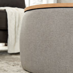 Round Storage Ottoman, 2 in 1 Function, Work as End table and Ottoman,  Grey (25.5'x25.5'x14.5') - Grand Goldman Shop
