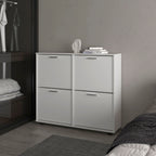 FM FURNITURE Nutrioso Tilt-Out Shoe Storage Cabinet with Multiple Compartments and Modern Desig, White - Grand Goldman Shop