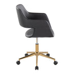 Contemporary Task Chair in Gold Metal and Black Faux Leather | Premium Home Decor - Grand Goldman