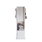 360° Rotating White Makeup Cabinet with Full-Length Mirror, Jewelry Storage, Coat Rack, 4 Open Shelves, 2 Built-In Shelves, MDF and Glass - Grand Goldman Shop