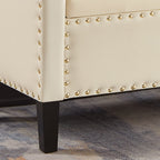 Upholstered Tufted Button Storage Bench with nails trim,Entryway Living Room Soft Padded Seat with Armrest,Bed Bench - Cream - Grand Goldman Shop