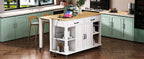 K&K 47 inch Kitchen Island with Extendable Dining Table, Rubber Wood Veneer Kitchen Table with Internal Storage Rack, Power Outlet, Kitchen island with Storage 2 Drawers 2 Cabinet,White - Grand Goldman Shop