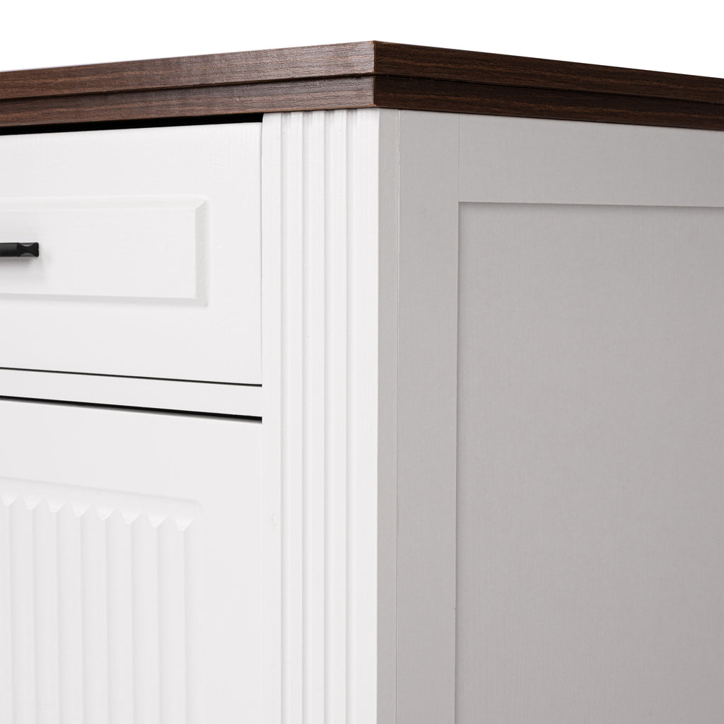 Modern Fluted Sideboard Buffet Cabinet with 4 Doors 3 Drawers, White MDF Storage Console Table for Living Room Dining Room Entryway, 63.11' L x 15.75' W x 32' H - Grand Goldman Shop