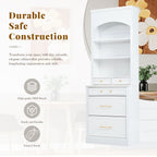 [Assembly Video Provided] TOPMAX Modern 83.7inch High Kitchen Pantry, Freestanding Tall Kitchen Hutch with Faux Marble Top, Display Cupboard Cabinet with 5 Storage Drawers and Adjustable Shelf, White - Grand Goldman Shop