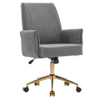 Ergonomic Mid-Back Office Chair with Striped Fabric in Gray, Corduroy Upholstery, Ideal for Work, Study, or Relaxation | Prem