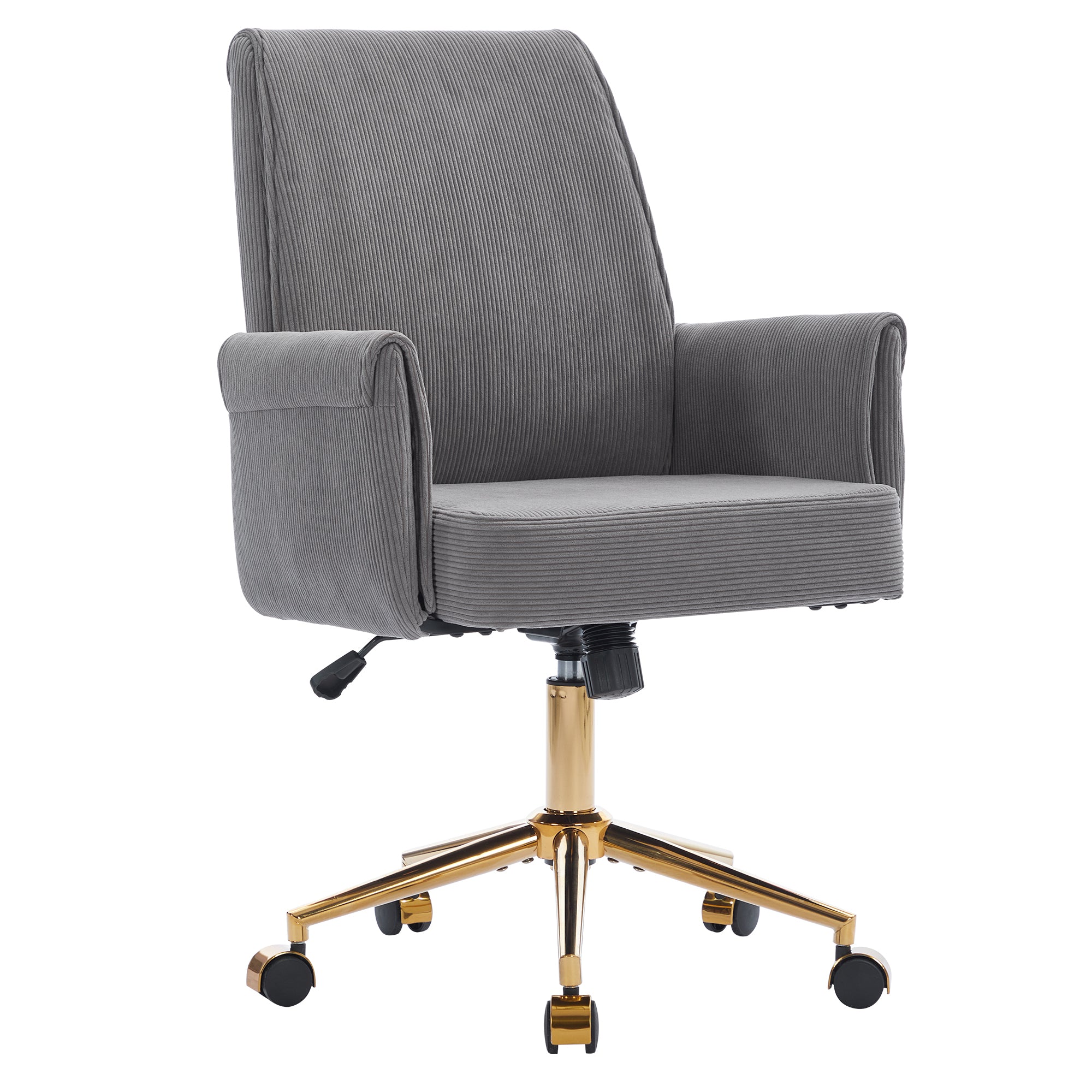 Ergonomic Mid-Back Office Chair with Striped Fabric in Gray, Corduroy Upholstery, Ideal for Work, Study, or Relaxation | Prem