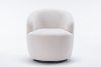 Teddy Fabric Swivel Accent Armchair Barrel Chair With Black Powder Coating Metal Ring,Ivory White - Grand Goldman Shop