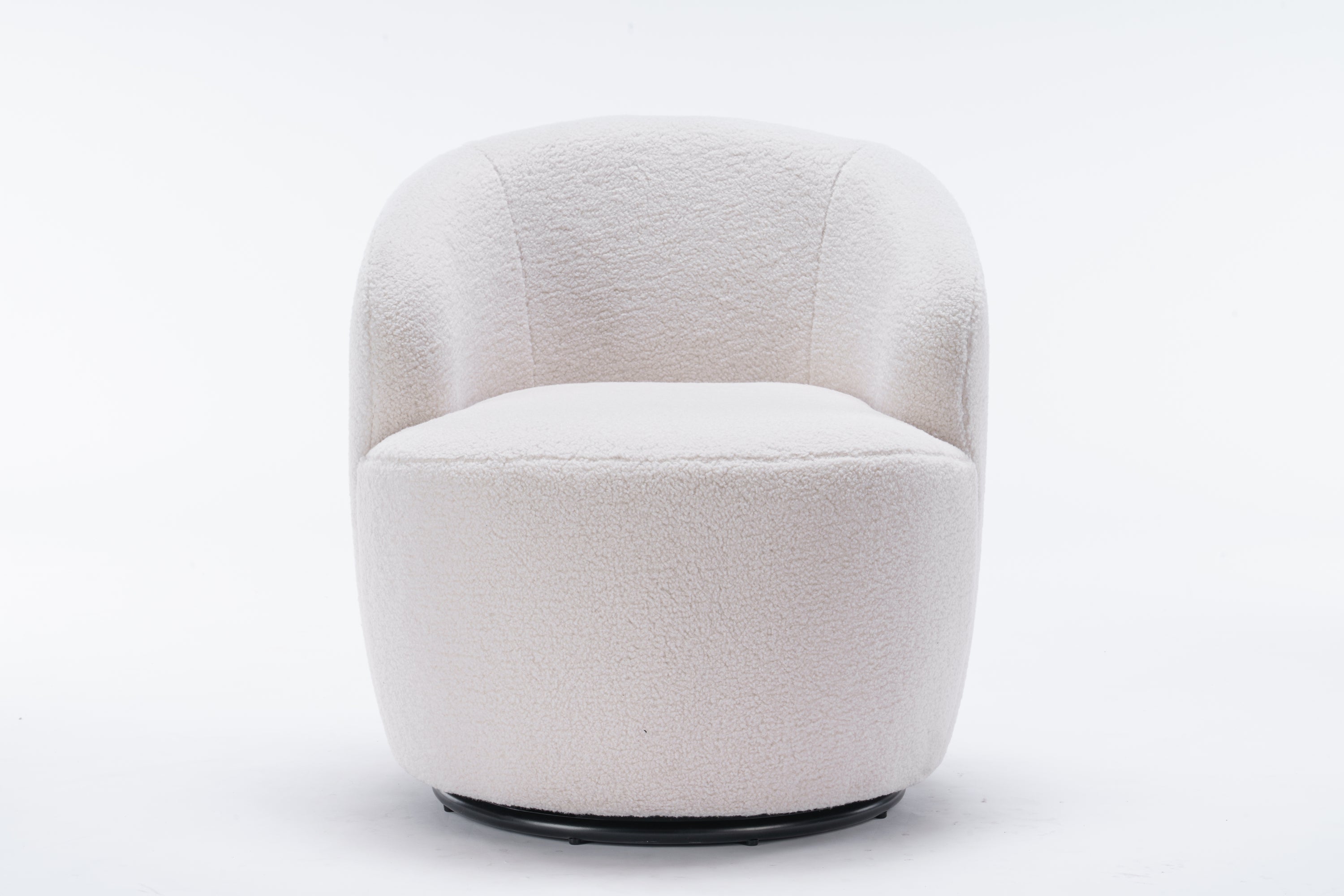 Teddy Fabric Swivel Accent Armchair Barrel Chair With Black Powder Coating Metal Ring,Ivory White - Grand Goldman Shop