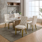A&A Furniture, Nikki Collection Modern, High-end Tufted Solid Wood Contemporary Velvet Upholstered Dining Chair with golden Wood Legs Nailhead Trim 2-Pcs Set, Milky White,SW1401MW - Grand Goldman Shop