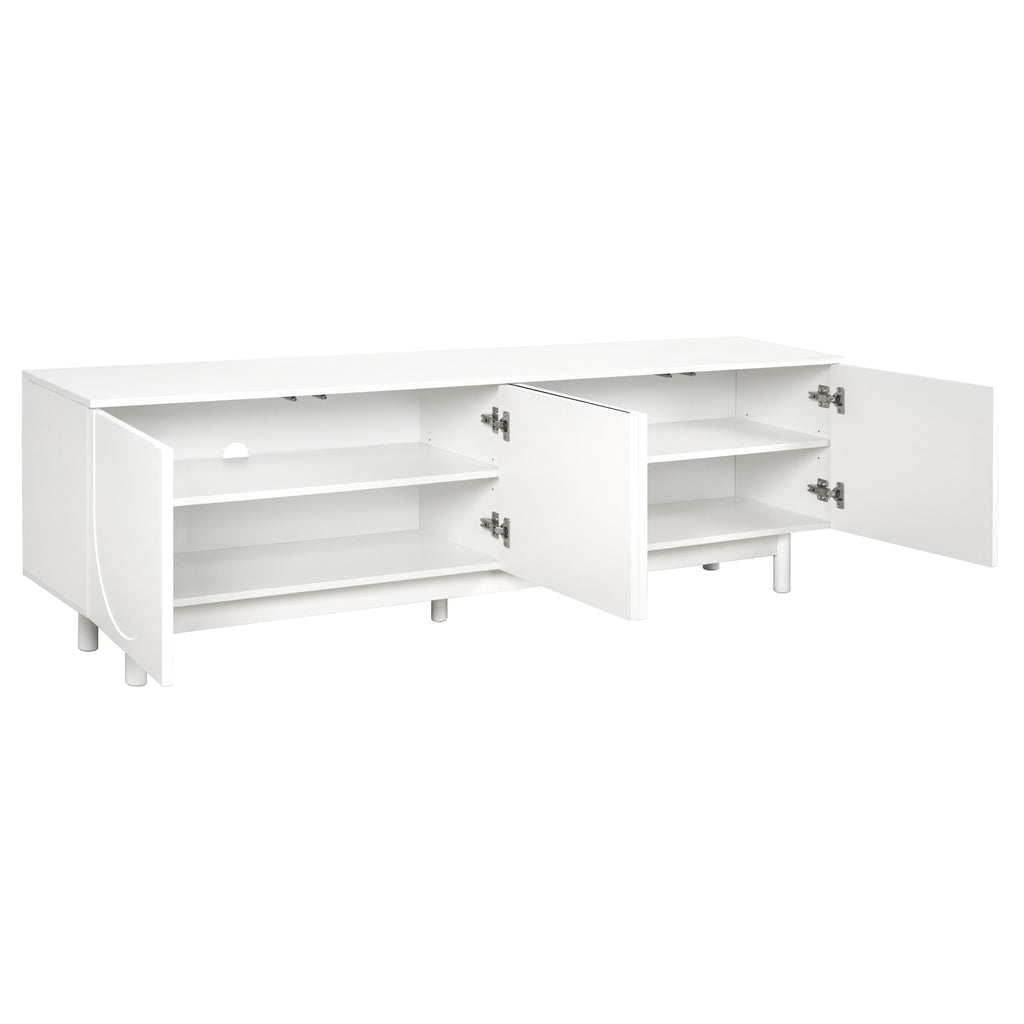 ON-TREND Graceful TV Stand with Arch Cabinets for TVs Up to 78'', Minimalist Entertainment Center with Solid Wood Legs, Practical Media Console with Adjustable Shelves for Living Room, White - Grand Goldman Shop