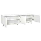 ON-TREND Graceful TV Stand with Arch Cabinets for TVs Up to 78'', Minimalist Entertainment Center with Solid Wood Legs, Practical Media Console with Adjustable Shelves for Living Room, White - Grand Goldman Shop
