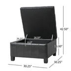 Black PU Storage Ottoman with Rubber Wood Legs, 30.25'' Square Tufted Indoor Ottoman with Lift-Top Storage for Living Room, Bedroom & Entryway,300lbs Weight Capacity - Grand Goldman Shop
