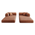 78.8' Compression Sofa,Convertible Floor Sofa Bed-with Pillow Back Support Armrest,Comfy Futon Couch Sleeper Bed,Loveseats Boneless Modular Sectional Sofa,Corduroy fabric,for Living Room,Bedroom,Brown - Grand Goldman Shop