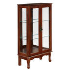 Lighted Curio Cabinet with Adjustable Shelves, Mirrored Back Panel, and Tempered Glass Doors, 3-Tier Cherry Finish - Grand Goldman Shop