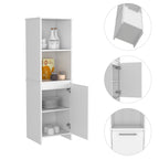 Eiffel Kitchen Pantry, Two External Shelves, Single Door Cabinet, Two Interior Shelves White -White | Premium Home Decor - Gr