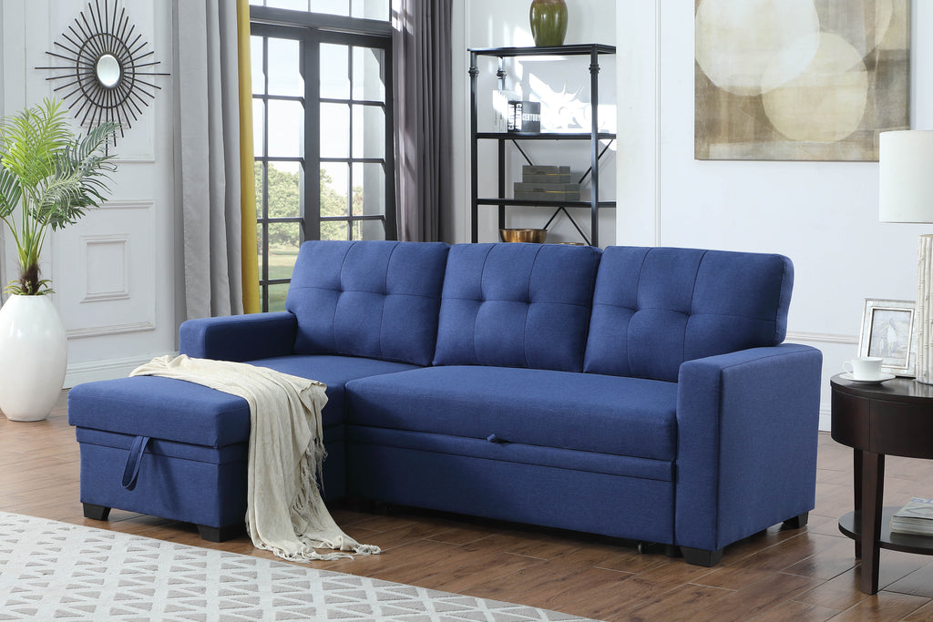 Upholstered Pull out Sectional Sofa with Chaise - Grand Goldman Shop